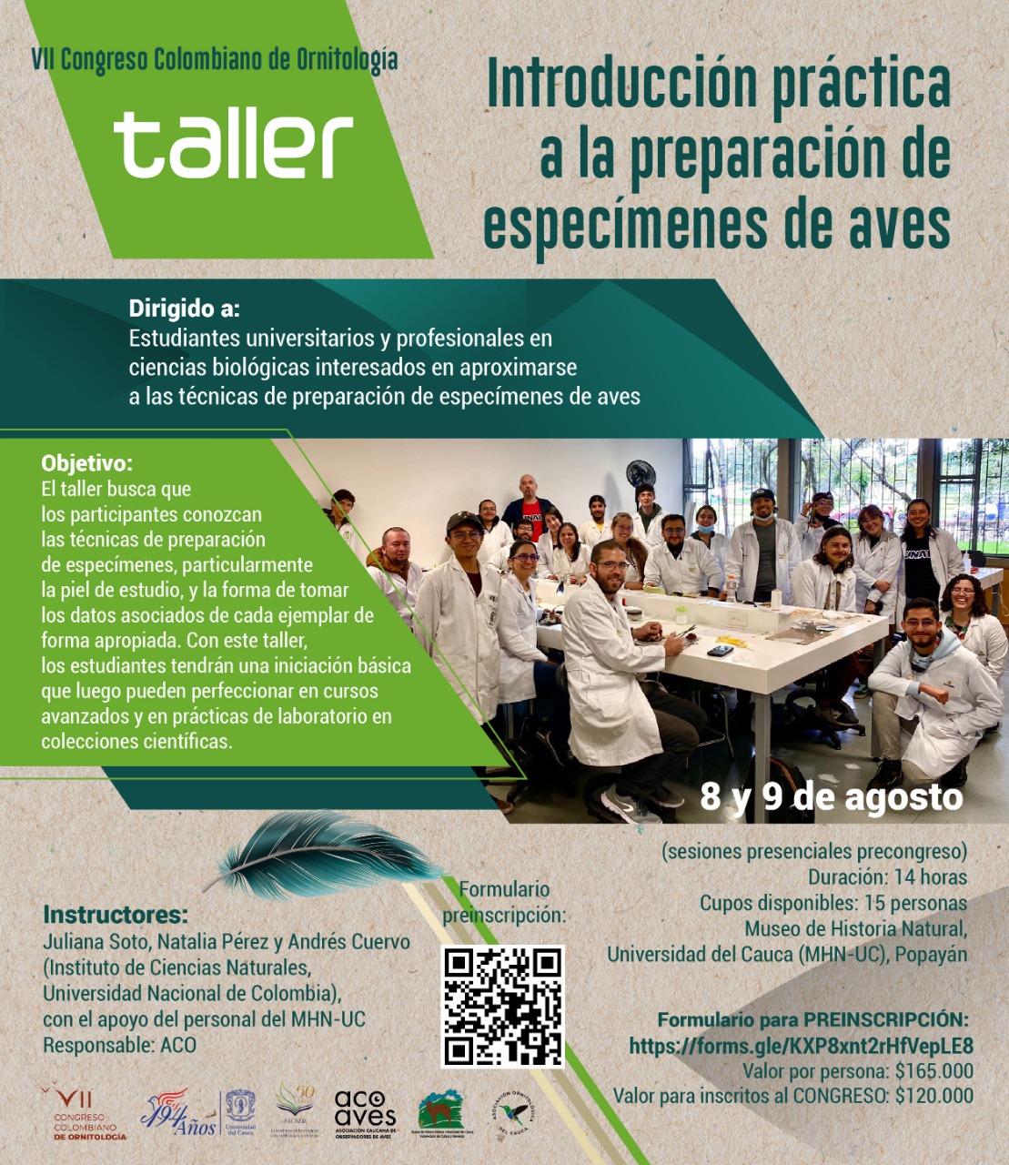 Taller | Introducción práctica a la preparación de especímenes de aves